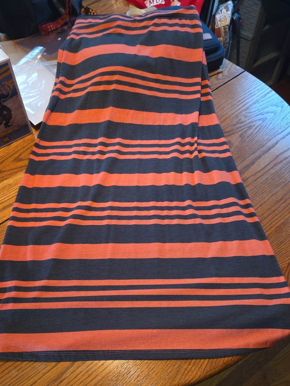 Ambiance Coral and Gray Striped Maxi Skirt